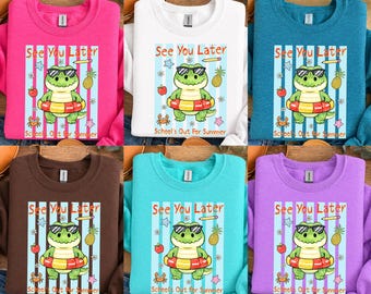 Striped See You Later Alligator Png, School Out for Summer Png, Teacher Summer Design, Last Day of School, End of Year Png, Later Gator Png