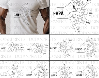 Bundle Custom 1-10 Hands Dad And Childs Fist Bump Set Svg, Father&#39;s Day Svg, Baby Toddler Kid Dad Fist Bump, Papa Holding Hands,Grandpa Gift