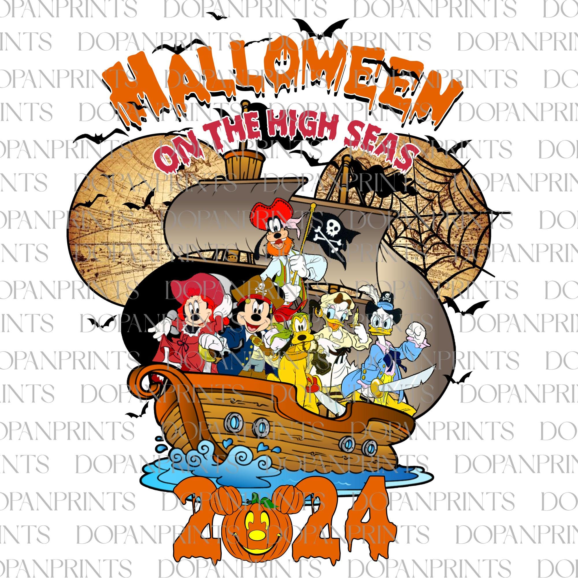 Halloween en alta mar 2025 Png, Ratón y amigos Halloween Png, Vibraciones espeluznantes, Truco o trato, Viaje en crucero de Halloween Png Sublimación