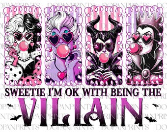 Cariño, no me importa ser la villana (Png), bruja de Halloween divertida (Png), pandilla de villanos rosas (Png), temporada espeluznante, hermanas brujas, club de brujas malas