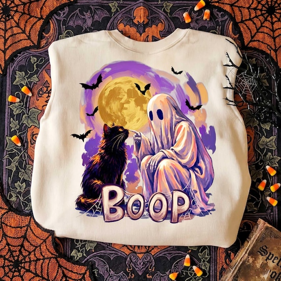 Ghost Cat PNG, Boo Halloween PNG, Trendy Halloween Ghost Cats Lover Shirt, Spooky Season, Preppy Ghost Coquette Png, Funny Fall Sublimation