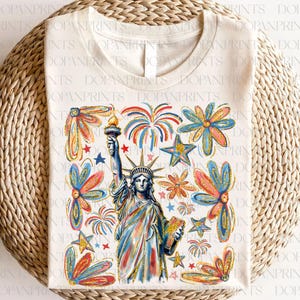 Estatua de la Libertad retro del 4 de julio, Estados Unidos PNG, 4 de julio digital, bandera de EE. UU., diseño de camiseta American Girl, diseño de Estados Unidos 4 de julio PNG