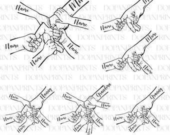 Bundle 1-6 Hands Mother's Day Svg, Custom Mama And Kid Hands, Mother's Day Fist Bump Set Svg, Baby Toddler Kid Mom Fist Bump, Grandma Gift