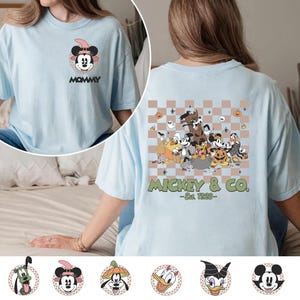 Custom Characters Halloween PNG Bundle, Mouse and Friends Halloween PNG, Mouse Not So Scary Halloween Party,Cartoon Checkered Halloween Kid