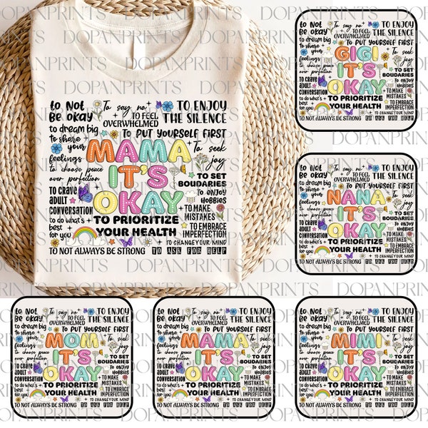 Bundle Mama It's Okay Png, Funny Mama Png, Retro Mom Sweatshirt, Happy Mother's Day, Inspirational Mama Png, Gift For Mom, Bright Doodl Png