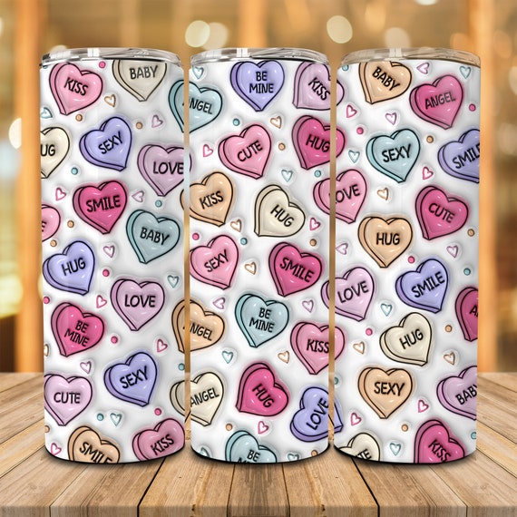 3D Inflated Happy Valentine Day 20oz Skinny Tumbler, Valentines