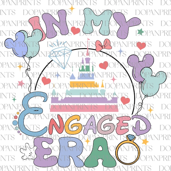 In My Engaged Era SVG PNG, Happy Valentine's Day, Retro Magical Castle Valentine Svg, Mr & Mrs Engagement, Bride Gift, Couple Matching Shirt