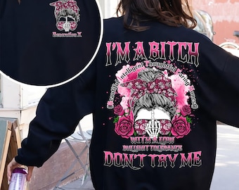 2 lati "Sono una stronza, non provarmi" PNG, citazione della donna della generazione X PNG, bassa tolleranza alle sciocchezze, ragazza con atteggiamento sarcastico, sublimazione di una donna divertente e impertinente