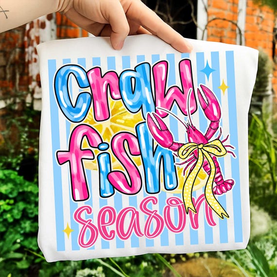 Preppy Stripes Crawfish Season PNG, Coquette Crawfish Png, Summer Cajun Seafood Design, Crawfish Southern Boil Festival Sublimation Design