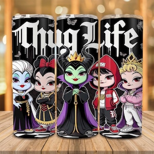 Halloween Witch 20oz Skinny Tumbler Png, Villain Gang Png, Fall Vibes, Spooky Season, Chibi Halloween 20oz Tumbler Wrap, Villains Wicked Png