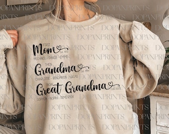 Mom Grandma Great Grandma Svg, Retro Mama Svg, Mom Life Svg, Happy Mother's Day Svg, Grandma And Year Sweatshirt, Gift For Great Grandma Mom