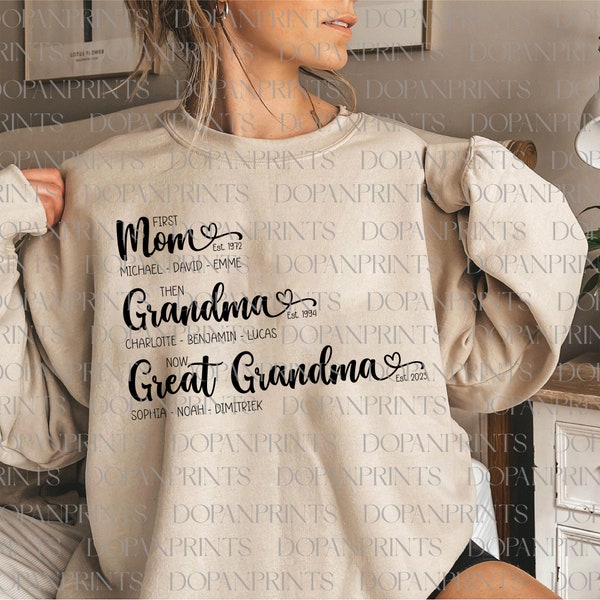 Mom Grandma Great Grandma Svg, Retro Mama Svg, Mom Life Svg, Happy Mother's Day Svg, Grandma And Year Sweatshirt, Gift For Great Grandma Mom