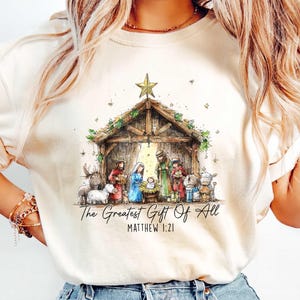 Greatest Gift Of All PNG Jesus Nativity Png Christian Christmas Png Sublimation Design, Manger PNG, A Thrill of Hope Png Advent DTF Download image 2