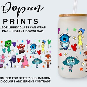 Cartoon Emotions Friends 16oz Libbey Can Glass Png, Mental Health Png, Speech Therapy, Cartoon Tumbler Wrap, Today I Feel 16oz Glass Can Png