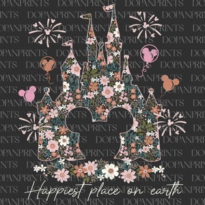 Magical Castle Floral Png, Family Vacation Png, Mouse Head Png, Vintage Magic Kingdom Png, Family Trip Png, Best Day Ever, Cute Floral Gift