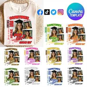 Bundle Graduation Insert Photos Editable Canva Template, Graduate 2025 Template, Graduation Senior Canva Editable Png, Graduation 2025 Png