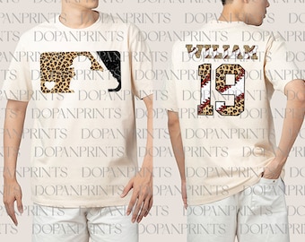 Baseball léopard personnalisé Png, sport maman Png, nombre de baseball et alphabet png, maman game day png, coeur de baseball léopard Png, cadeau pour joueur