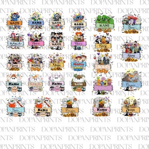 Bundle 28+ Custom Kids Name Halloween Png, Halloween Cartoon Shirt Design, Spooky Season, Boy Girl Halloween, Fall Pumpkin, Funny Halloween