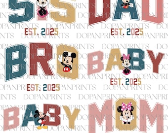 Paquete de viaje familiar de ratones 2025 PNG, camiseta a juego familiar establecida en 2025, mamá y papá PNG, camiseta de nueva mamá, camiseta de nuevo papá, sublimación de cumpleaños de ratón