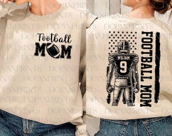 Bundle Custom Football Mom Png, Retro Sports Png, Personalized Text and Number Png, Game Day Shirt,  Football Season Png, Gift For Player