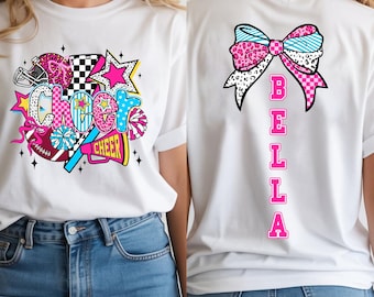 Aangepaste cheer png-bundel, cheerleader coquette png, kleurrijke checker bow png, luipaard cheer seizoen png, teamgeest png, preppy cheer mom png