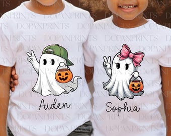 Bundle Custom Ghost Halloween With Kid Names Png, Boy Girl Halloween Png, Fall Pumpkin Png, Boujee Ghost, Spooky Season, Retro Halloween Png