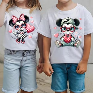 Retro Mouse Valentine&#39;s Day PNG, Pink Valentine Coquette Bow Png, Cute Valentines Shirt Design, Valentine Couple PNG,We&#39;re Perfect Match Png