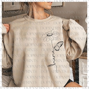 Retro Mama Flower Png, Happy Mother's Day, Mom Flower Png, Oma Gift, Vlinder en Bloemen Png, Mama Floral Shirt Design Sublimatie