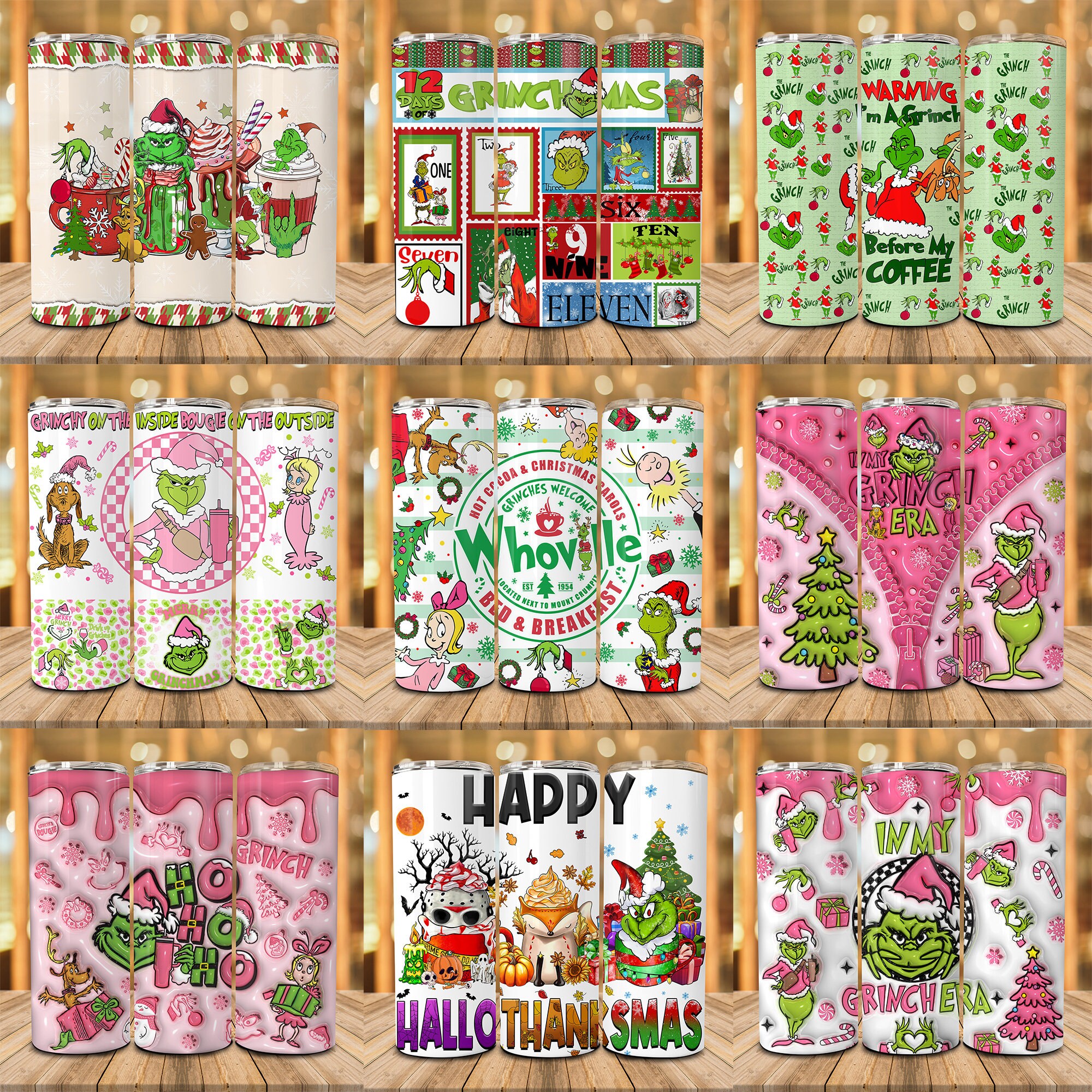 Pink Christmas 20 Oz Skinny Tumbler Png, Christmas 20oz Tumbler Wrap ...