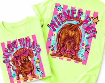 2 Sides Guess What Wiener Butt PNG, Trending Stripes Png, Preppy Funny Dachshund PNG, Sarcastic Dog Mom Shirt, Dachshund Mama Wiener Dog Png
