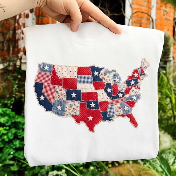 Patchwork America USA Map Png, Retro 250th Anniversary Png, Patriotic Png, Floral Red White Blue Png, Patchwork 4th of July PNG Sublimation
