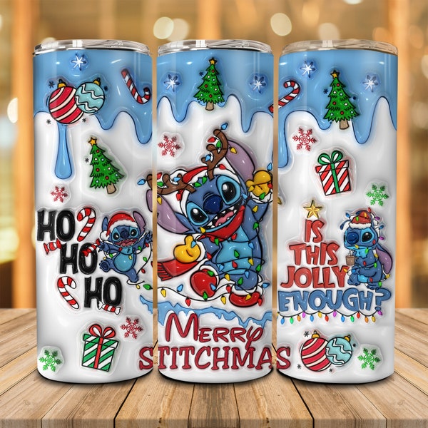 3D Inflated Christmas 20 Oz Skinny Tumbler Png, Christmas Cartoon Png, Christmas 20oz Tumbler Wrap Png, Merry Xmas Png, Santa Claus Png