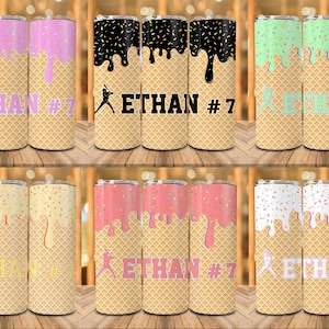 Bundle Ice Cream Drip Personalized 20oz Tumbler Wrap Bottle Baseball Gift For Boy, Baseball 20oz Skinny Tumbler Png,Team Youth Baseball Gift
