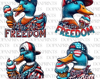 Bundle Tastes Like Freedom Png, American Png, 4th of July Duck Hunting Design, Patriotic Popsicle Png, Fourth of July Png, Independence Day