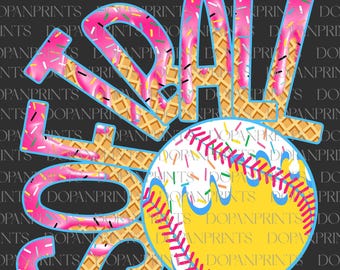 Softball Ice Cream Drip Png, Softball Mama PNG, Softball Drip, Coquette Softball Mama Drip Png, Game Day Softball Png, Softball Mom Dripping