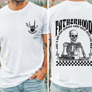 2 Sides Fatherhood Png, Just A Dad Who Always Came Back With The Milk Png, Father’s Day Gift, Funny  Dad Skeleton Png, Skull Daddy, New Dad