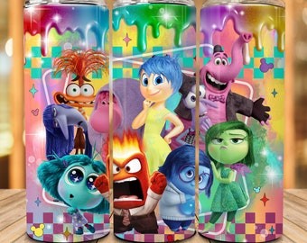 Today I Feel 20oz Skinny Tumbler, Mental Health Tumbler Png, Speech Therapy, Cartoon Emotions Friends,Full Tumbler Wrap Png Digital Download