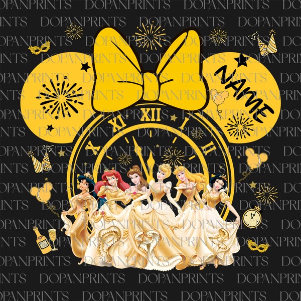 Custom Princess New Years Png, Happy New Years 2024, Princess Png, Family Vacation Png, Magical Kingdom, Mouse Head Png, New Year 2024 Party