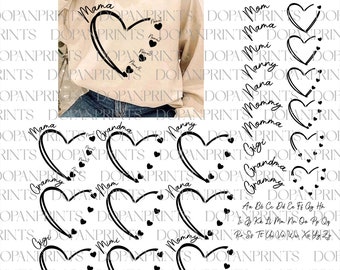 Bundle Custom Mom Heart Svg, Mama Heart with Kids name Svg, Customized Heart Svg, Mama Love Svg, Happy Mother's Day Svg, Gift For Grandma