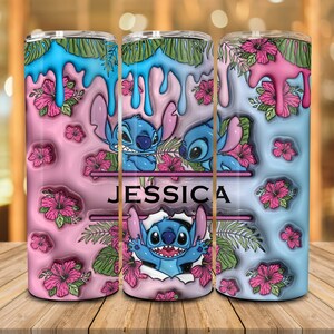 Personalisierte Cartoon Name 3D Valentine Tumbler Design PNG, 3D Aufgeblasener Valentinstag 20oz Tumbler Wrap, 3D Hauch Valentine Coffee Tumbler