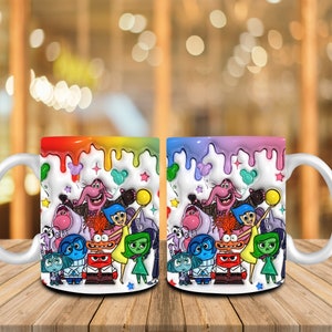 3D aufgeblasene Cartoon Emotionen Freunde 11 Unzen Tassenverpackung, psychische Gesundheit, 3D geschwollene heute fühle ich mich Kaffeetasse, 11 Unzen Tassenvorlage Sublimationsdesign