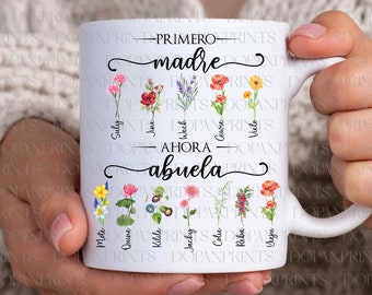Personalizado Primero Madre Ahora Abuela Png, Jardín de la Abuela Png, Día de la Madre Png, Mamá Floral Png, Acuarela Floral, Flor del Mes de Nacimiento Diy