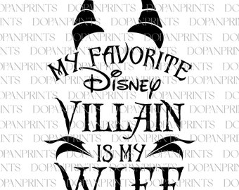 Mi villano favorito es mi esposa svg, citas divertidas de Halloween, esposa villana, villanos malvados, pandilla de villanos, Halloween retro, marido y mujer