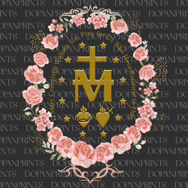 Marian Catholic Png, Happy Mother's Day Png, Marian Cross Png, Floral Mom Png, Jesus Png, Religious Png, Gift For Her, Christian Sublimation