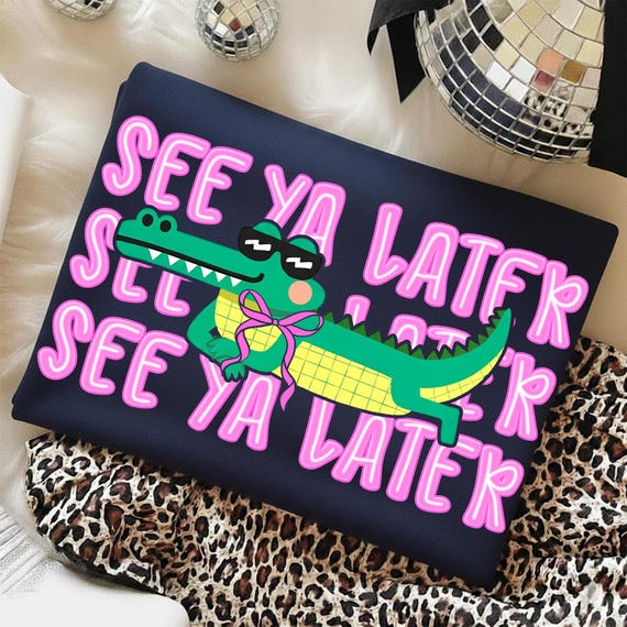 Coquette See Ya Later Alligator PNG, Funny Neon Crocodile, Preppy Teacher PNG, School Out for Summer Png, Last day of School PNG Sublimation
