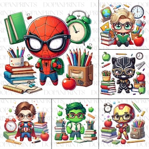 Bundle Cartoon Zurück in der Schule Png, Lehrer Note Png, Held Erster Schultag, Cartoon Freunde Png, Liebe lehren, Schule 2025 Design