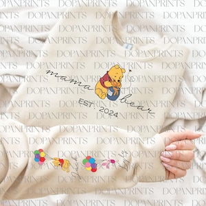 Custom Mama Bear Est.2024 Svg, Mama With Kid Name on Sleeve, Retro Mama Bear Svg, Happy Mother&#39;s Day Svg, Mama Est Sweatshirt, Gift For Mom