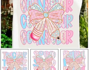 Paquete de PNG florales para maestras preppy, Grandmillennial Lace para ocupación escolar, PNG floral coqueto para consejeras de educación especial, PNG de regreso a clases