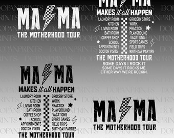 Bundle Mama Tour Svg, Funny Motherhood Svg, Some Days I Rock It Svg, Mama Lightning Bolt Png, Mother's Day Svg, Retro Mama Svg,Checkered Mom