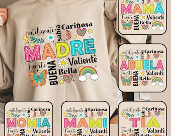 Bundle Madre Png, Spanish Mama Png, Happy Mother's Day, Latina Mom Png, Mama Sweatshirt, Floral Madre Png, Bright Doodle Png, Gif For Mom